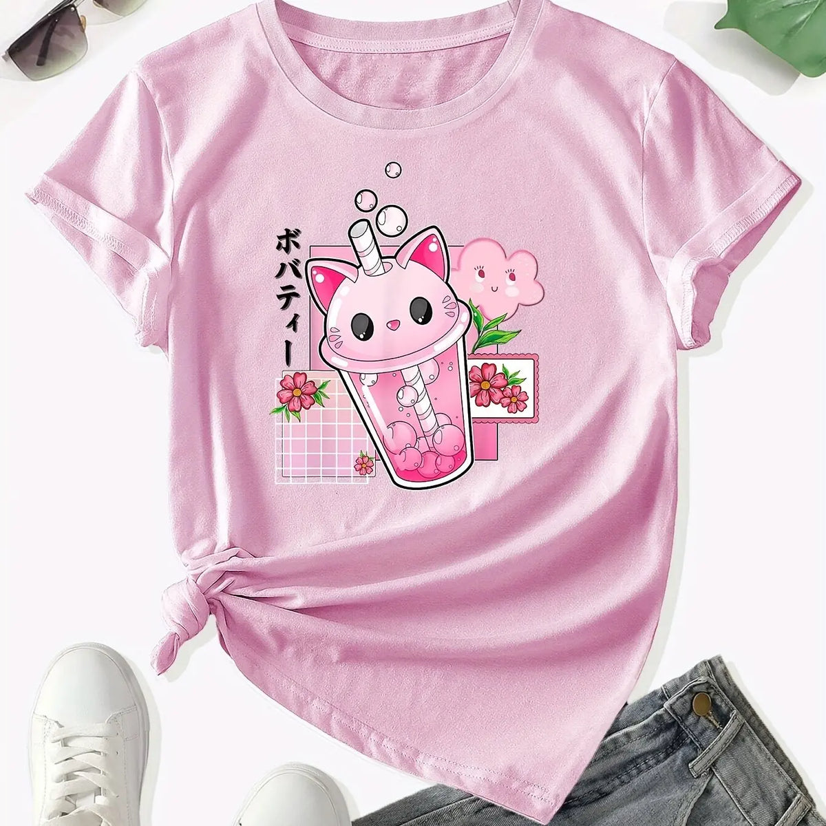 Camiseta con taza de té Boba y gato