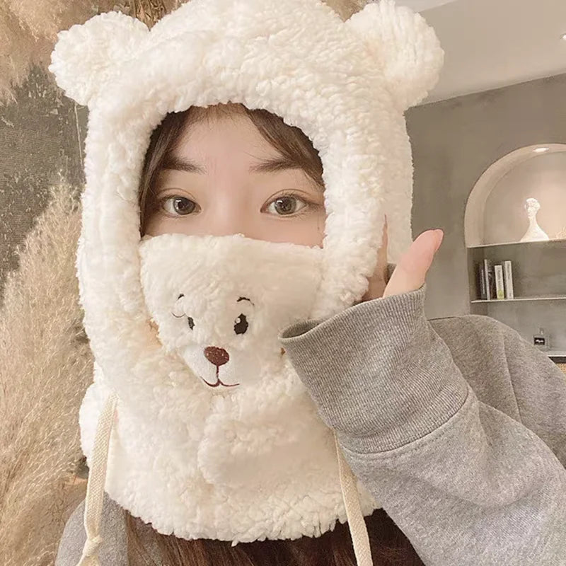 Sombrero de oso kawaii con máscara