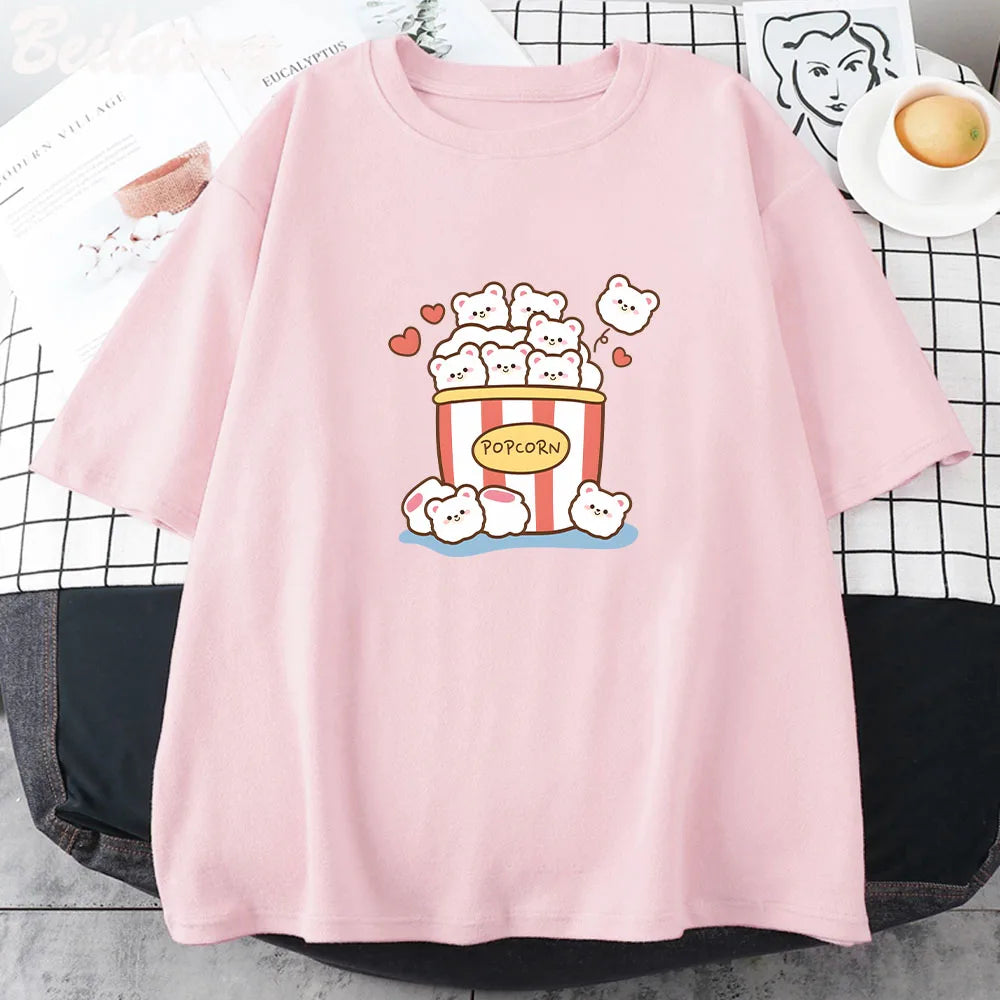 Linda camiseta de osos de palomitas de maíz