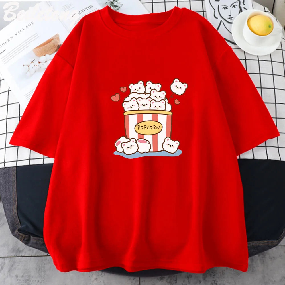 Linda camiseta de osos de palomitas de maíz