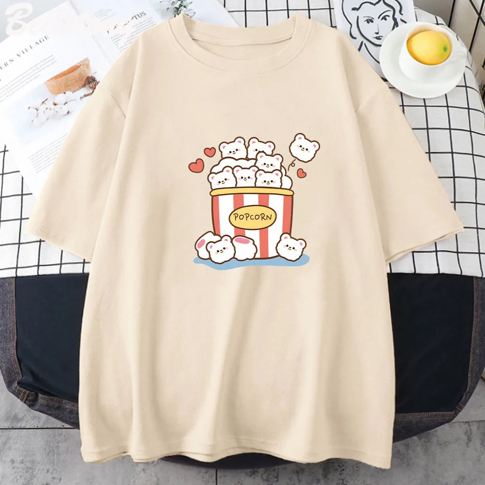 Linda camiseta de osos de palomitas de maíz