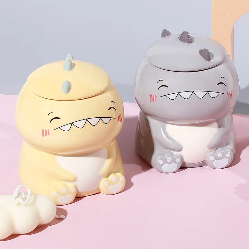 Lindas tazas de cerámica con forma de dinosaurio