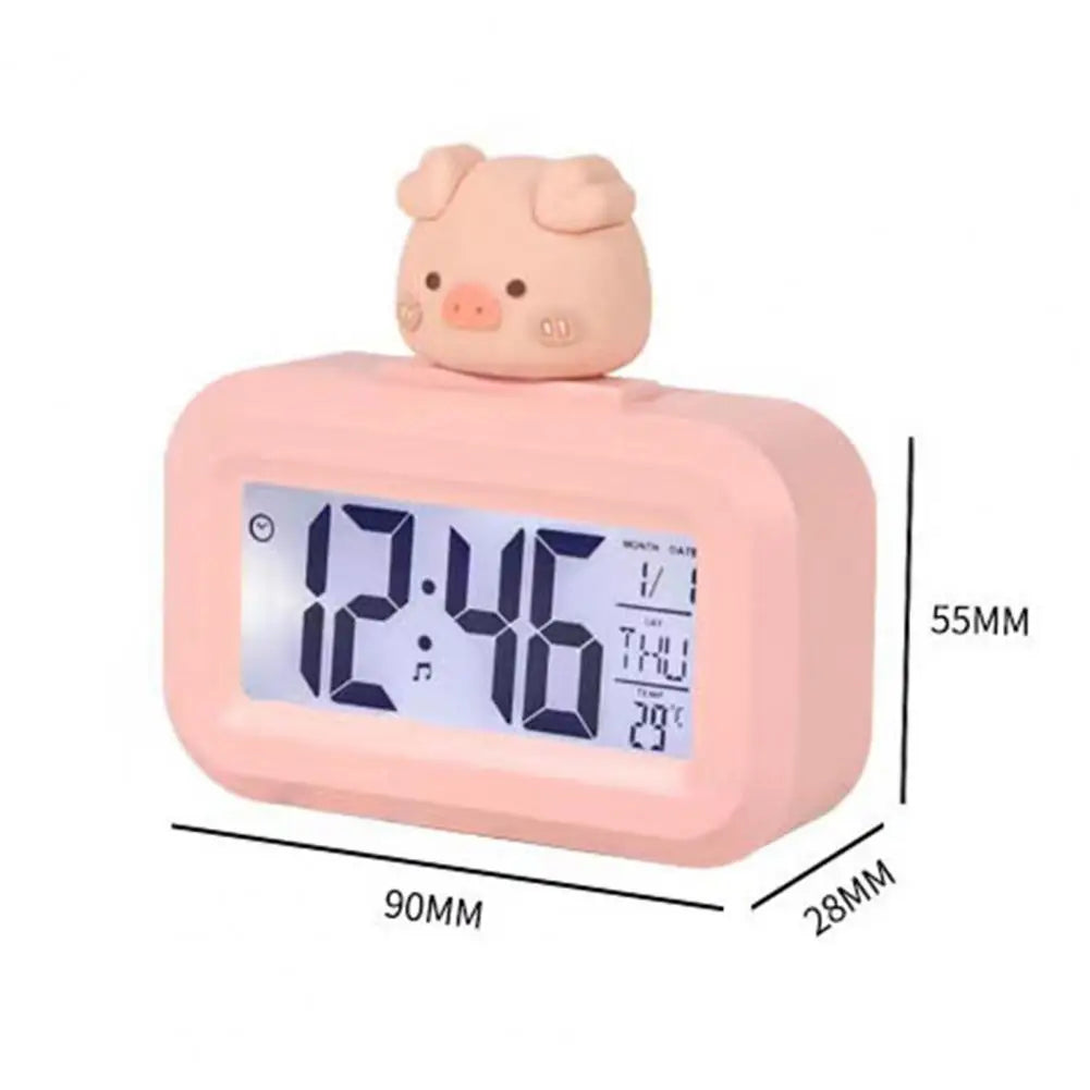 Reloj despertador digital con bonito cerdo