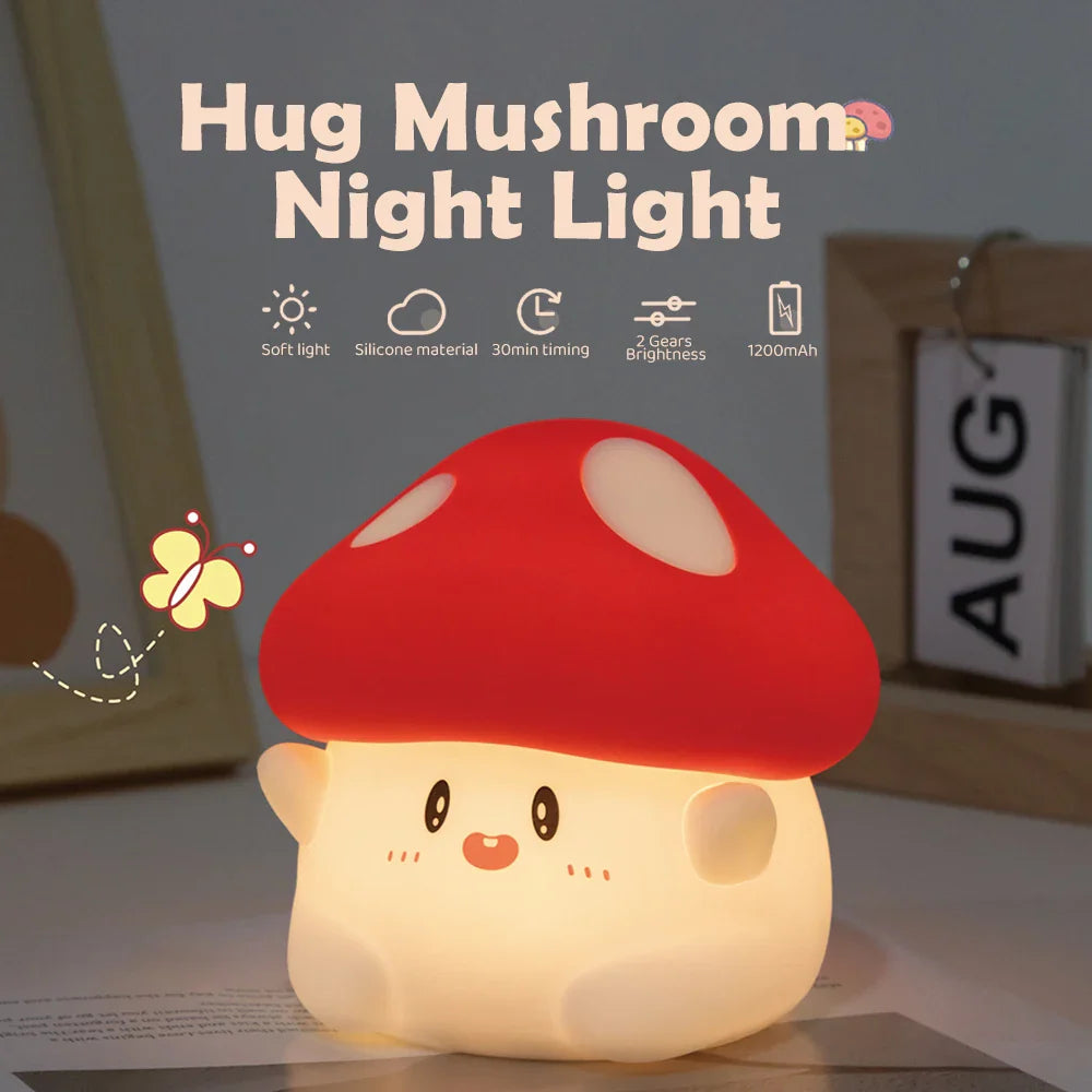 Luz de noche de hongo kawaii