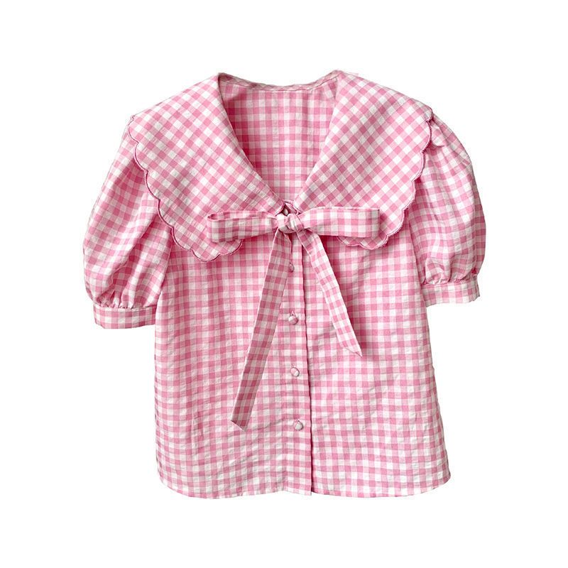 Camisa de cuello Peter Pan de cuadros vichy