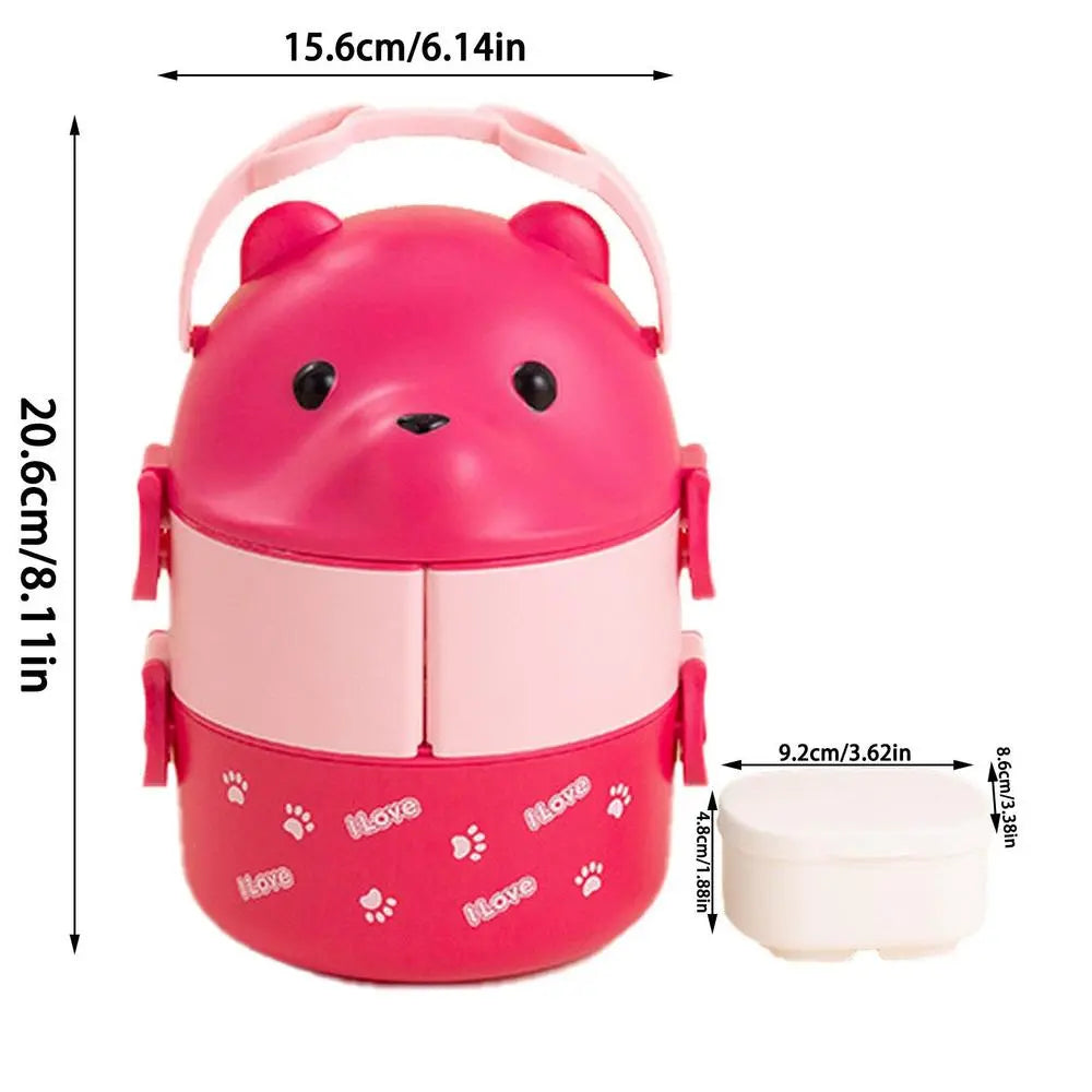 Caja bento apilable con forma de oso