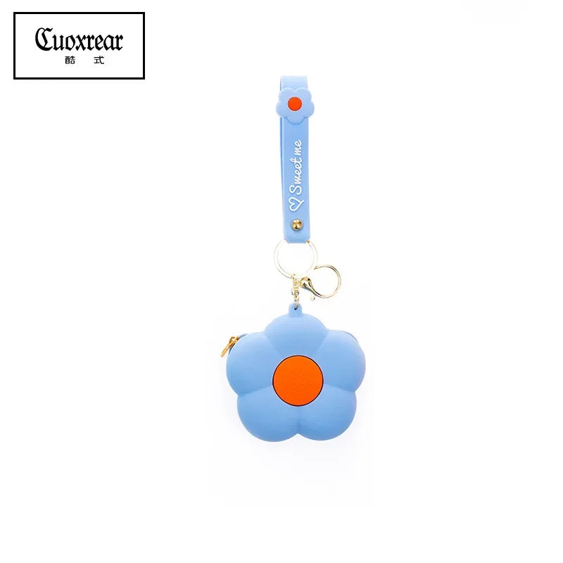 Colgantes de silicona con forma de flor para monedero