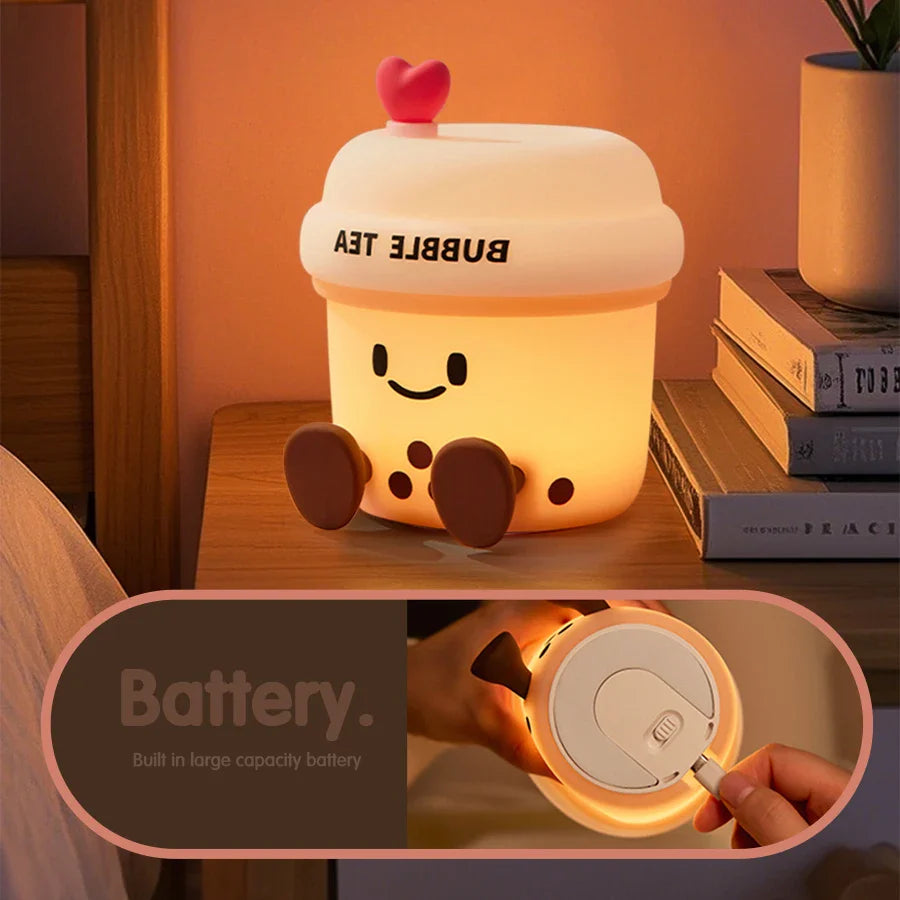 Luz de noche de té de burbujas kawaii