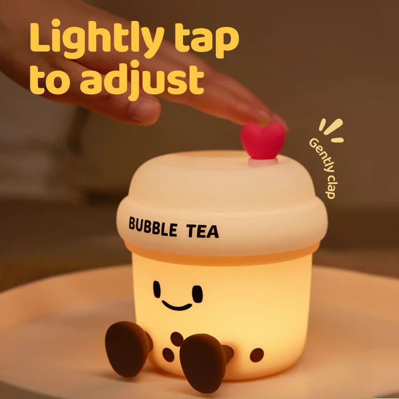 Luz de noche de té de burbujas kawaii