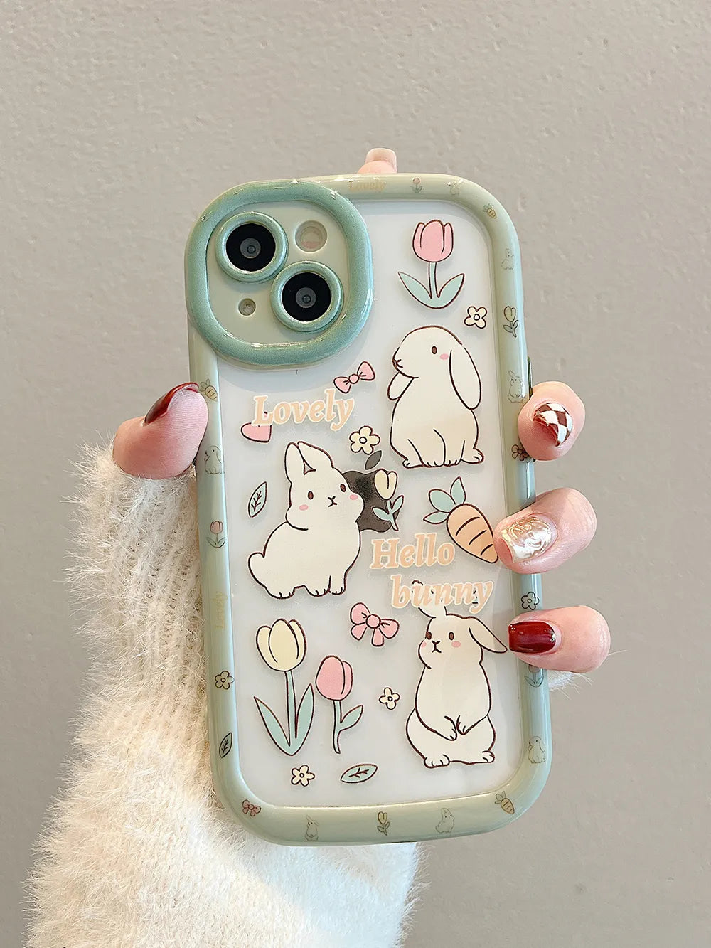 Funda para iPhone con conejitos de tulipán