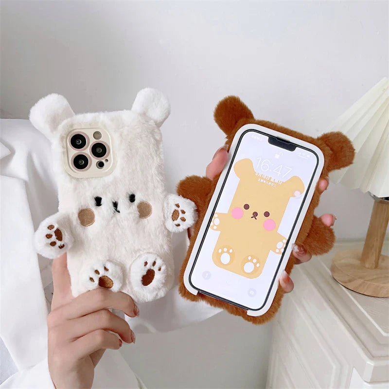 Funda suave de oso de peluche para iPhone