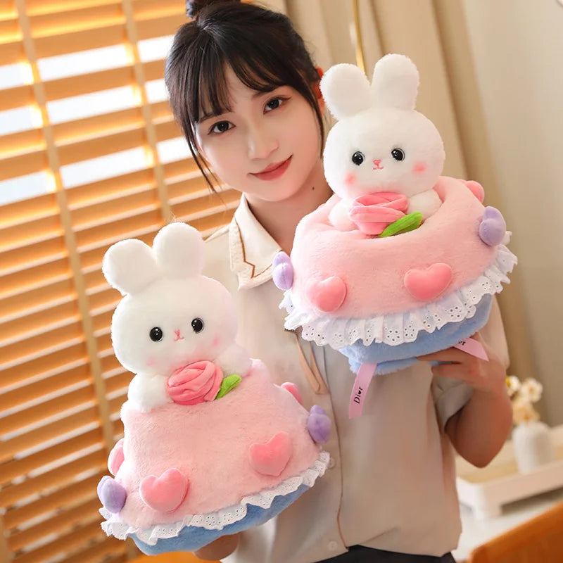 Conejitos de peluche en forma de ramo