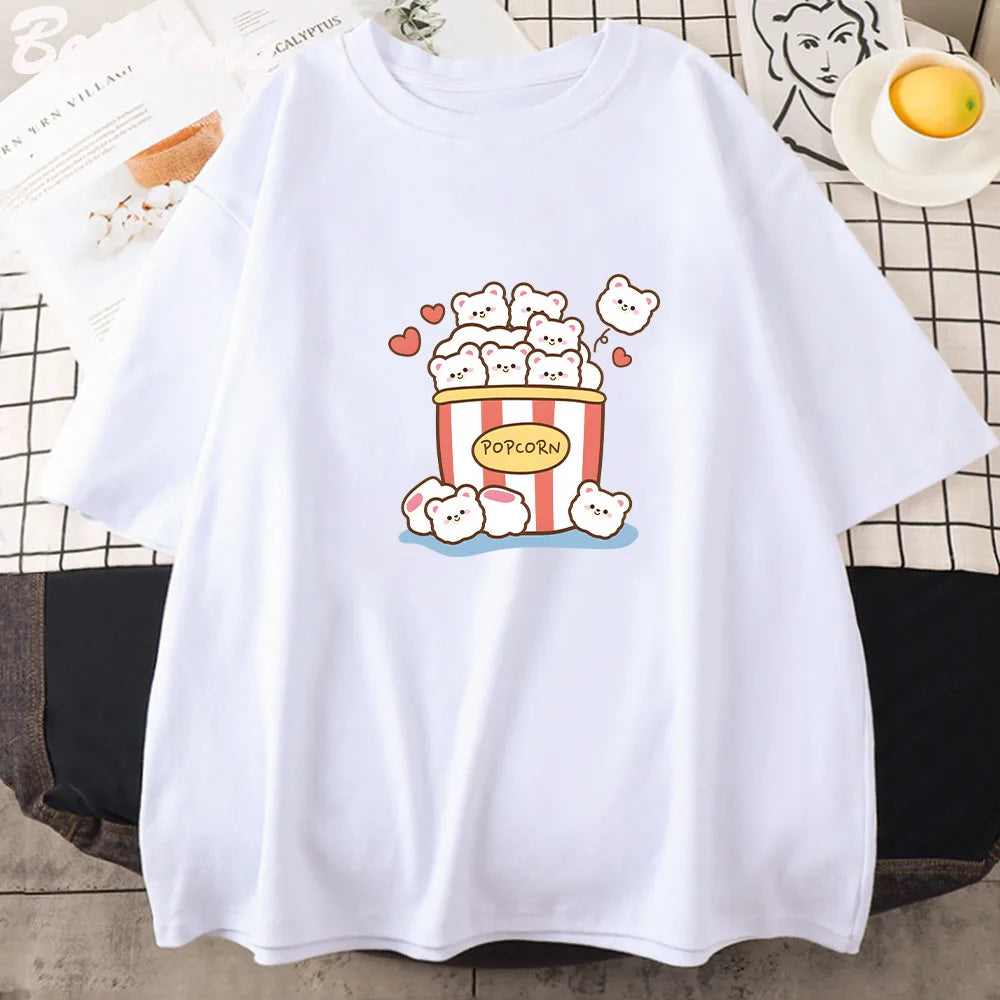 Linda camiseta de osos de palomitas de maíz