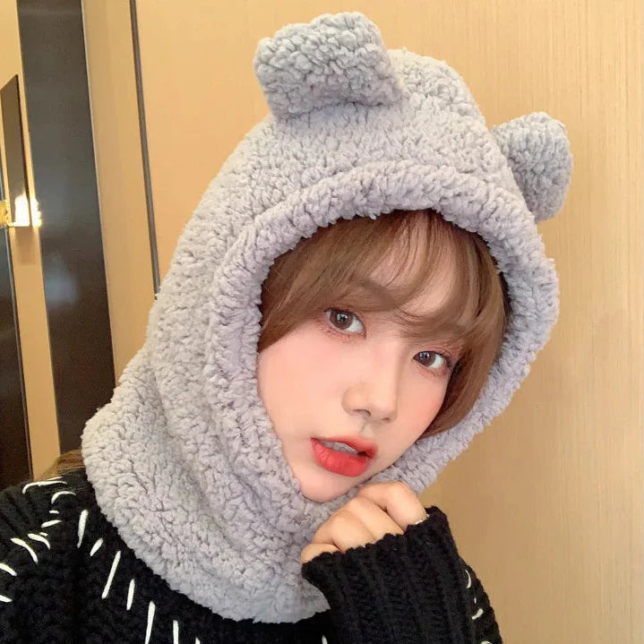 Sombrero de oso kawaii con máscara