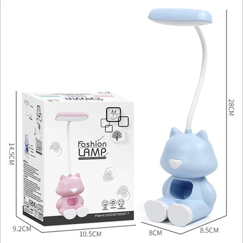 Lámpara de escritorio flexible con forma de gato kawaii