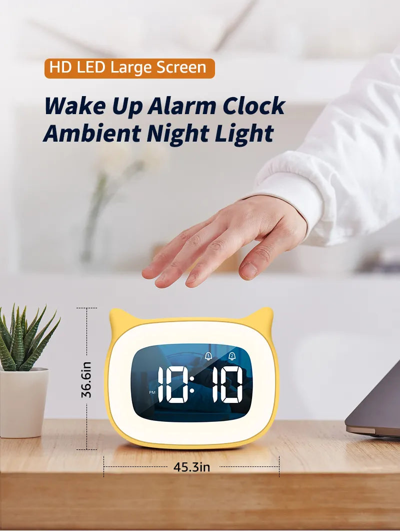 Reloj despertador digital con bonito gato