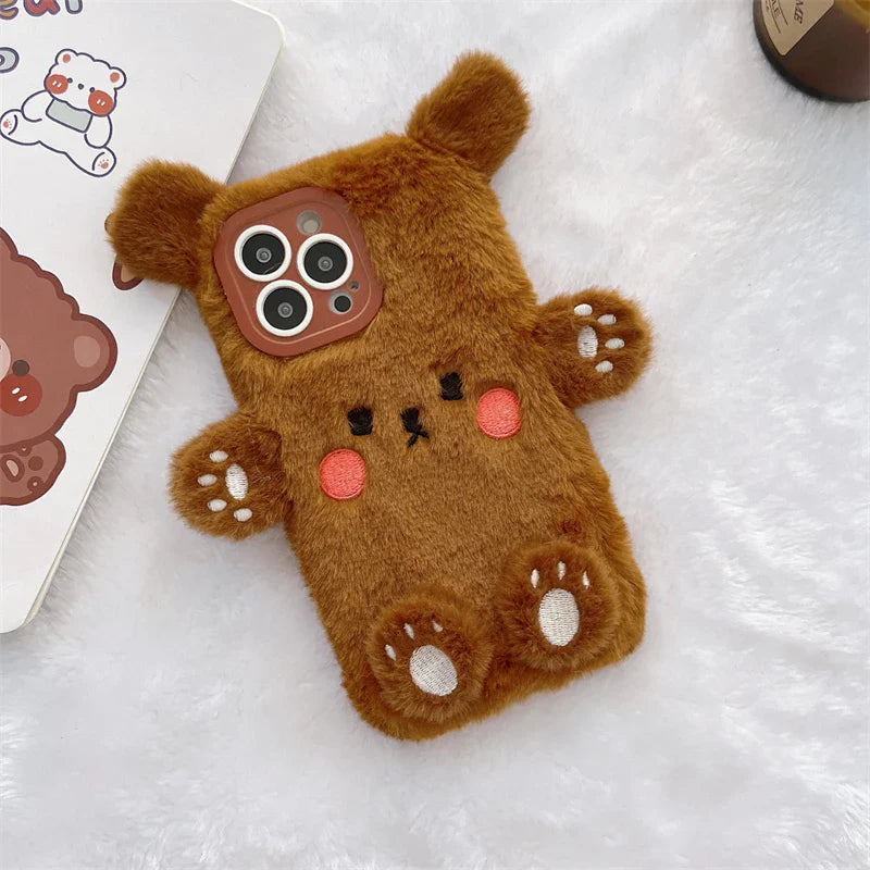 Funda suave de oso de peluche para iPhone