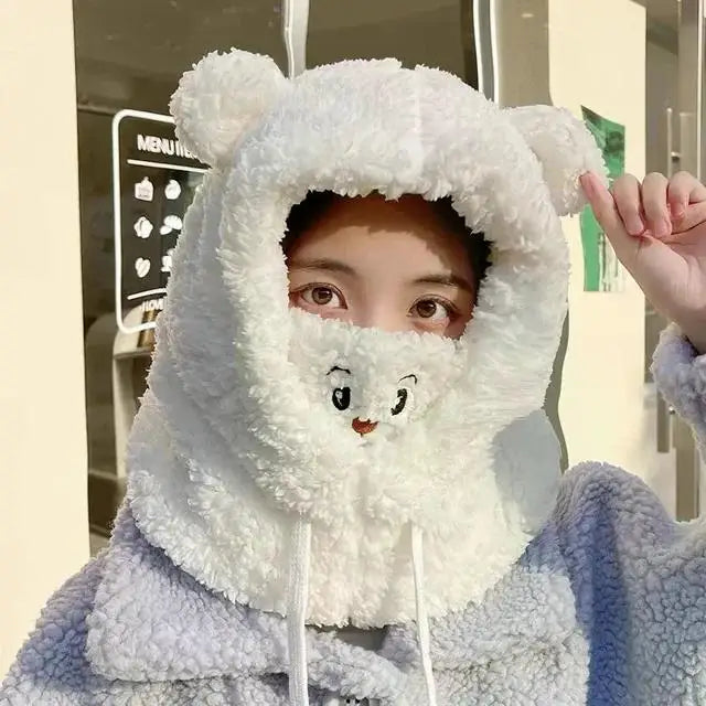 Sombrero de oso kawaii con máscara