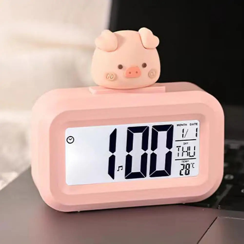 Reloj despertador digital con bonito cerdo