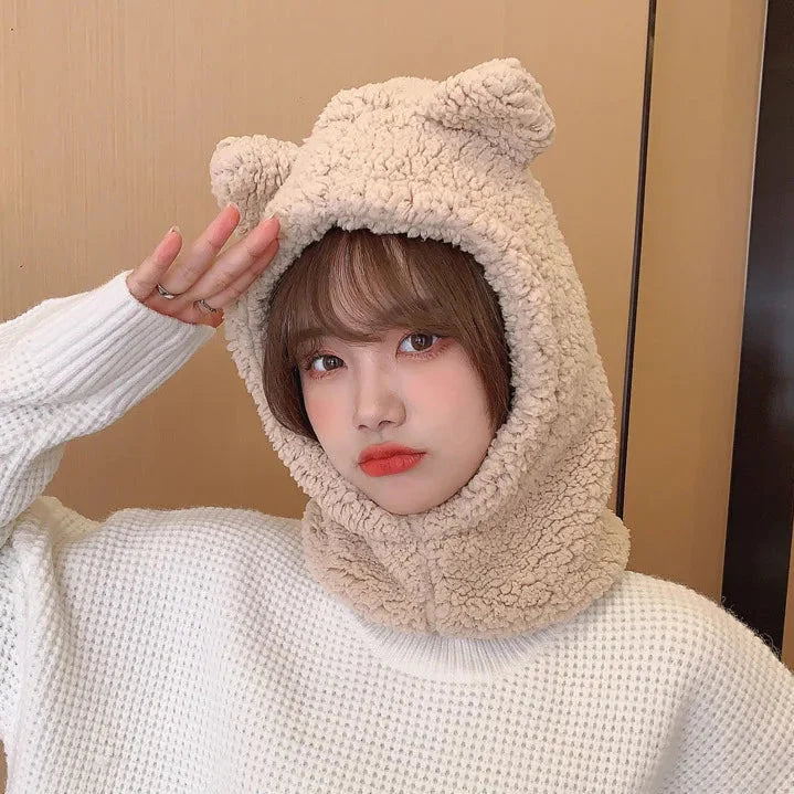 Sombrero de oso kawaii con máscara