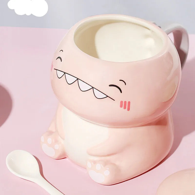 Lindas tazas de cerámica con forma de dinosaurio