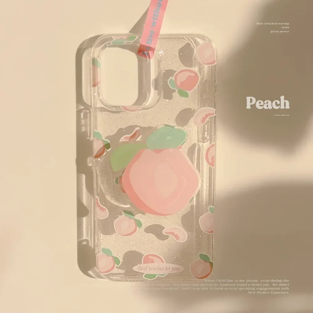 Funda para iPhone con purpurina color melocotón