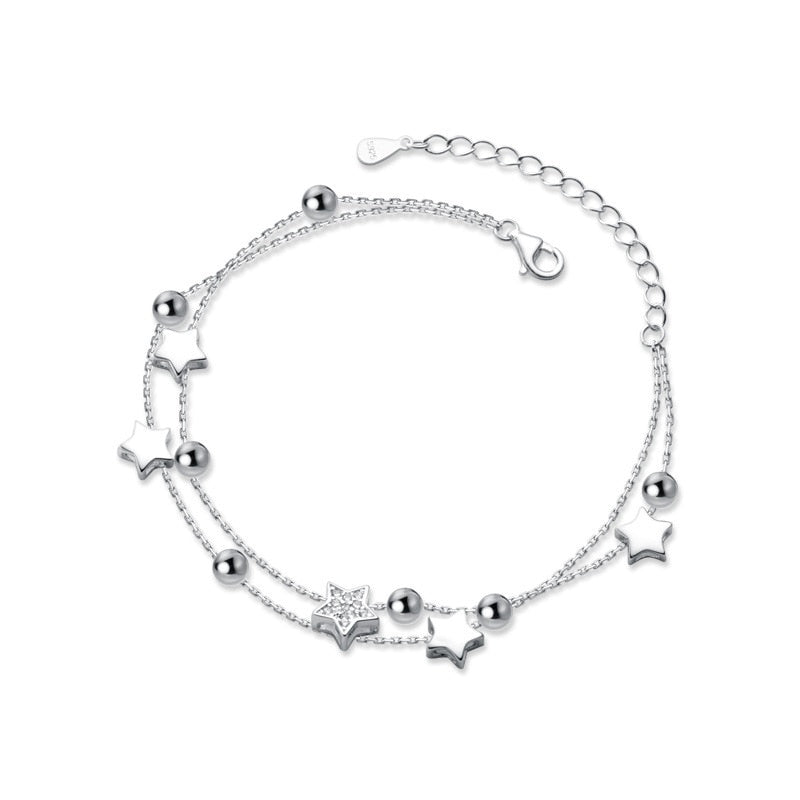 Pulsera de estrella de plata de ley 925
