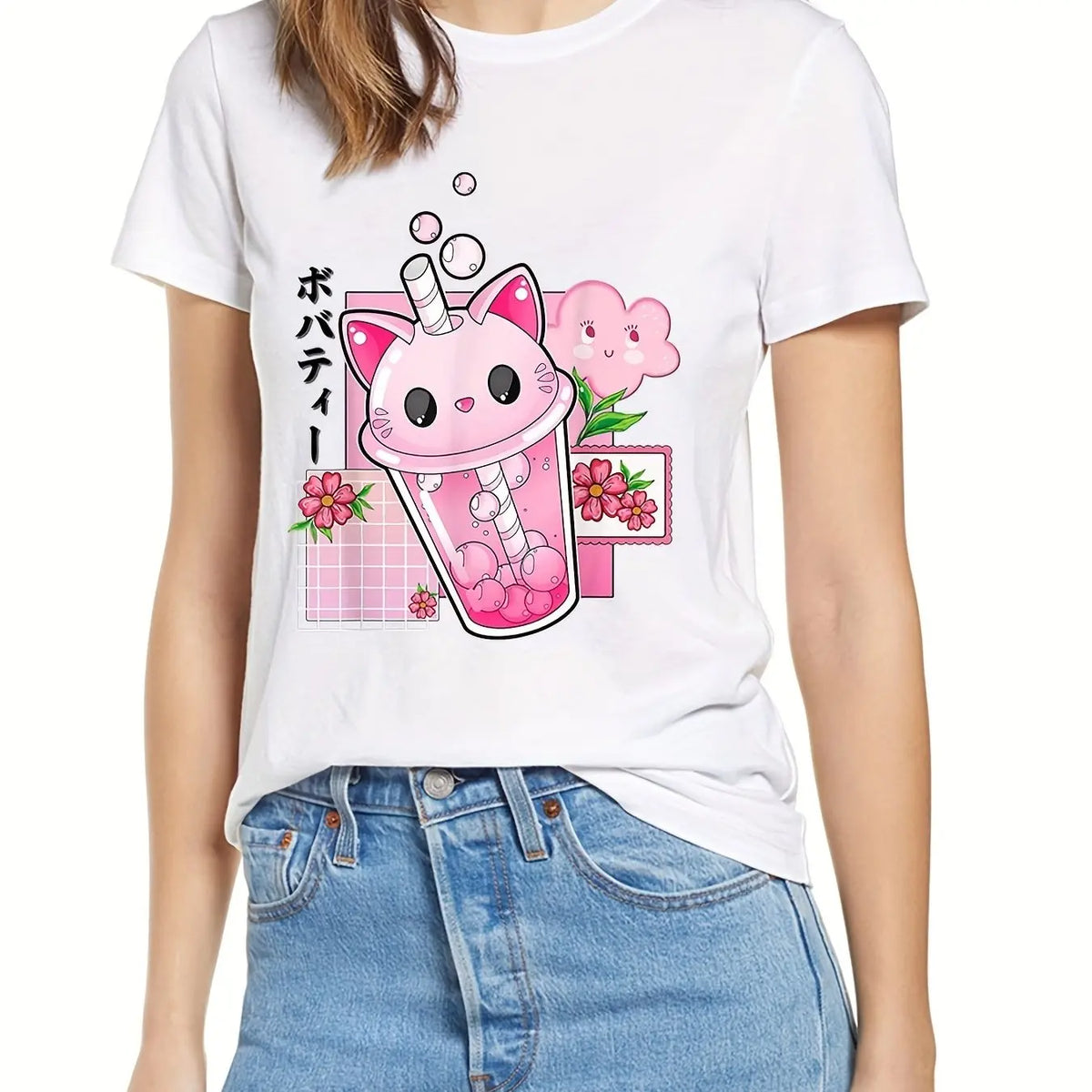 Camiseta con taza de té Boba y gato