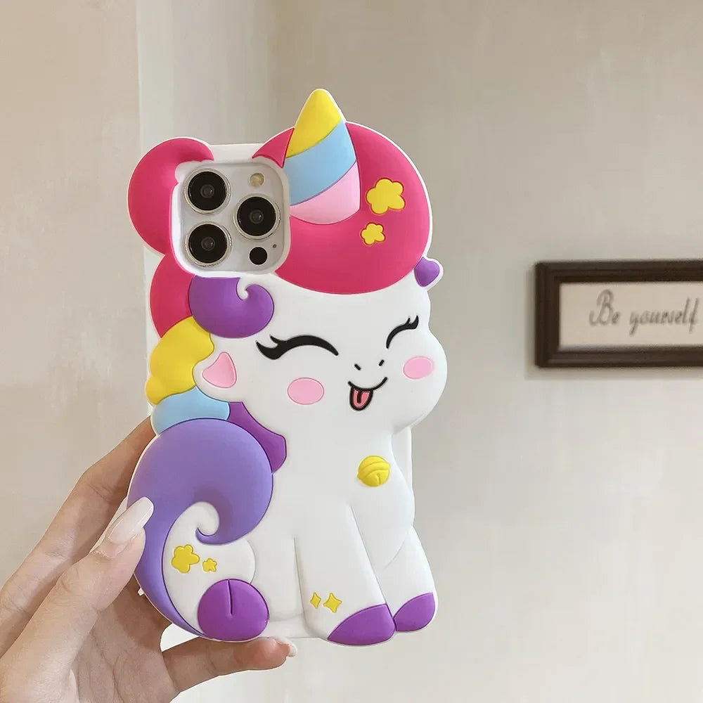 Bonita funda para iPhone con unicornio feliz