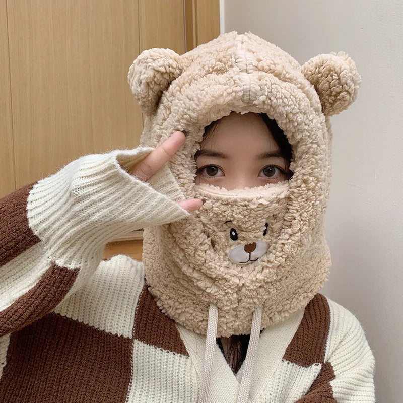 Sombrero de oso kawaii con máscara