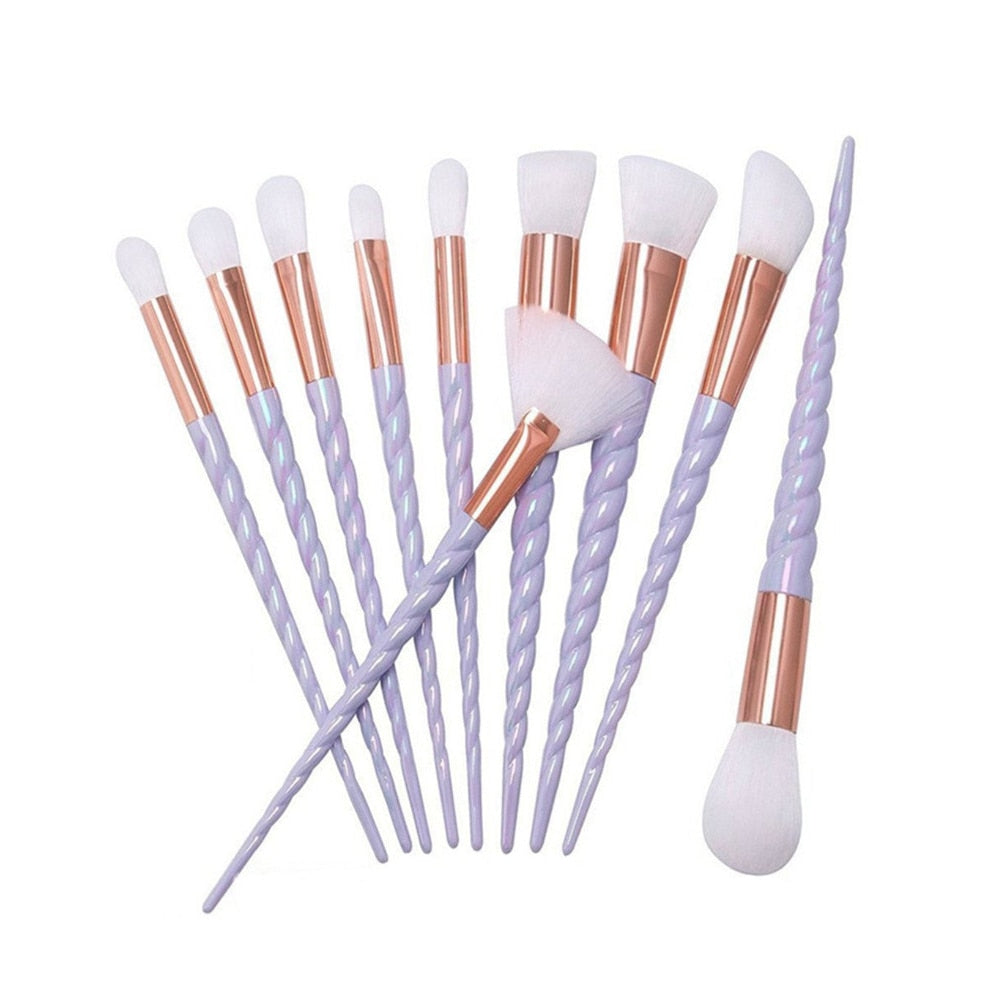 10 pinceles de maquillaje de unicornio