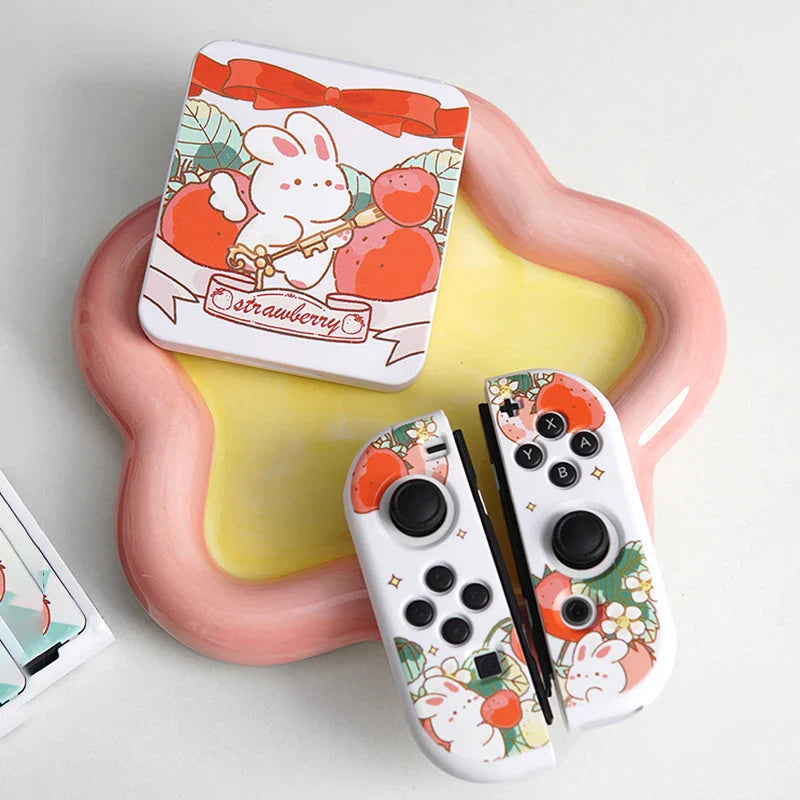 Estuche para Nintendo Switch con diseño de conejito de fresa