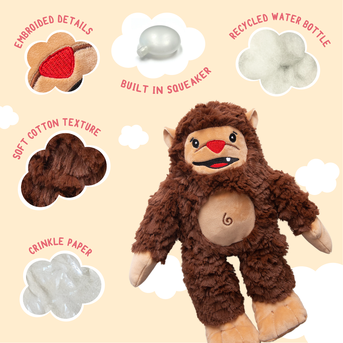 Billy the Big Foot – Squeaky & Crinkle Eco-Friendly Plush Toy