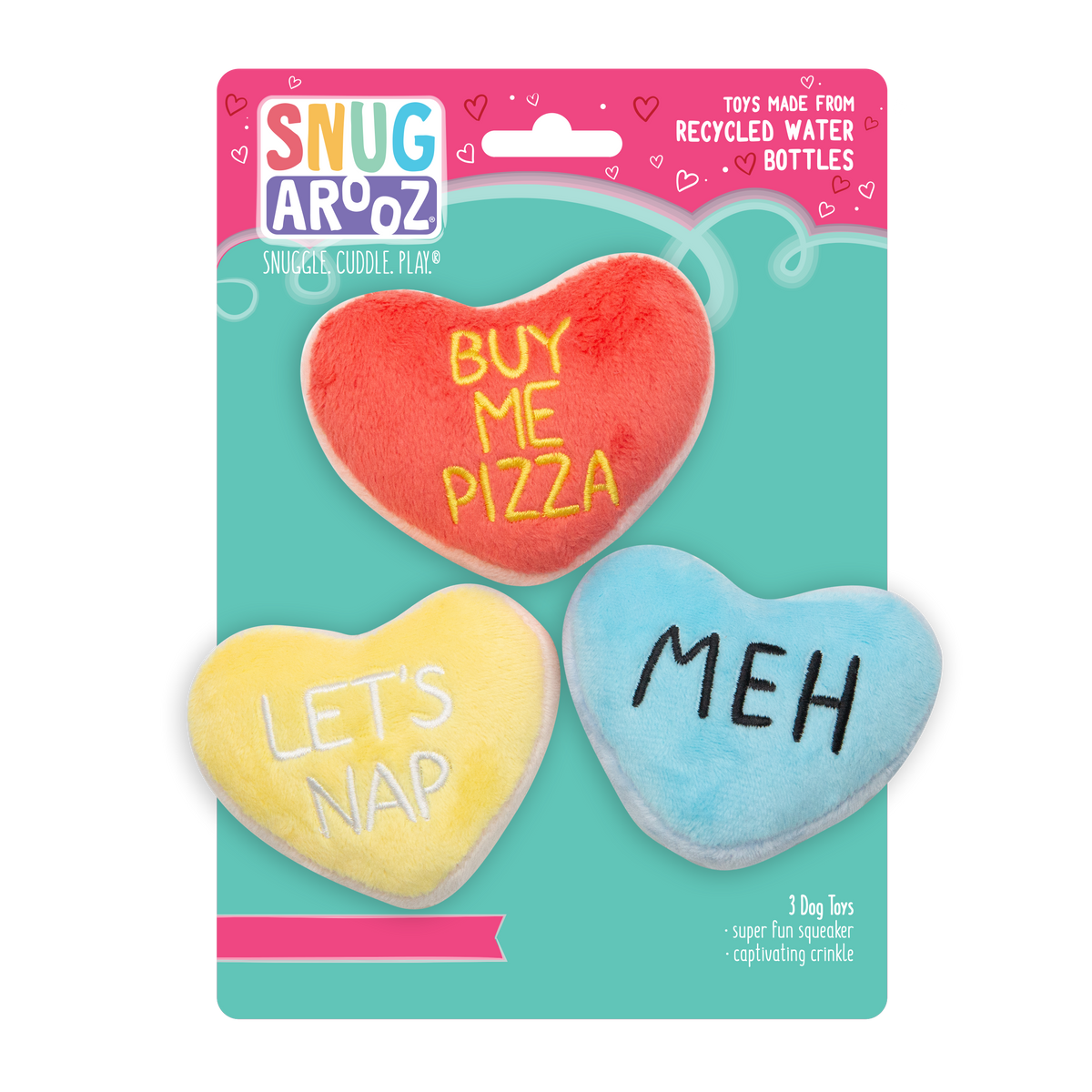 Candy Hearts 3-Pack – Squeaky Valentine Plush Set