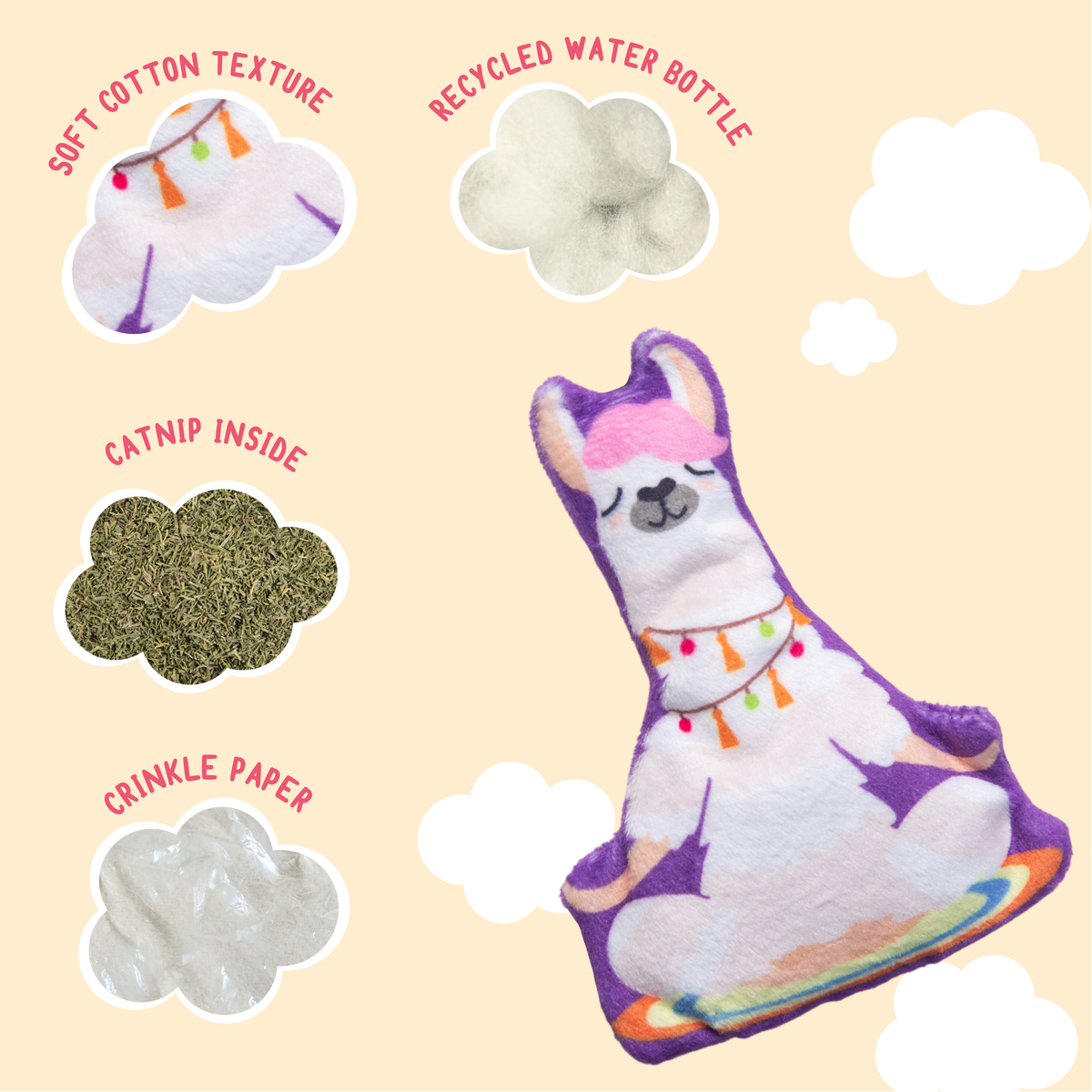 Juguete de Peluche con Hierba Gatera Kitty Llamaste para Gatos