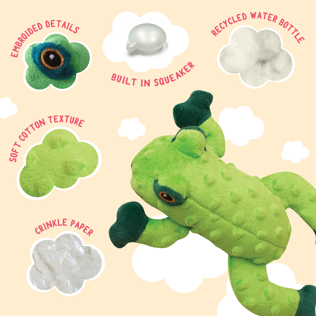 Lilly the Frog Plush Dog Toy