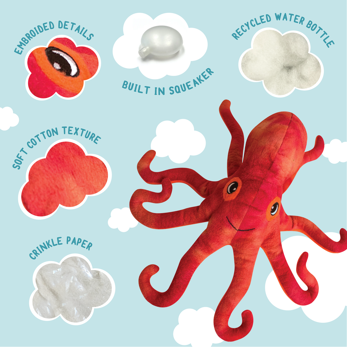 Olivia the Octopus Plush Squeaky Dog Toy