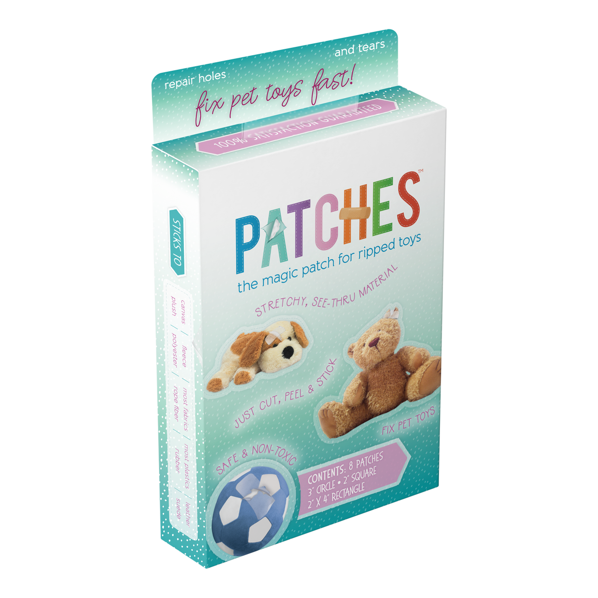 Kit de reparación de juguetes para mascotas Patches – Paquete de 8