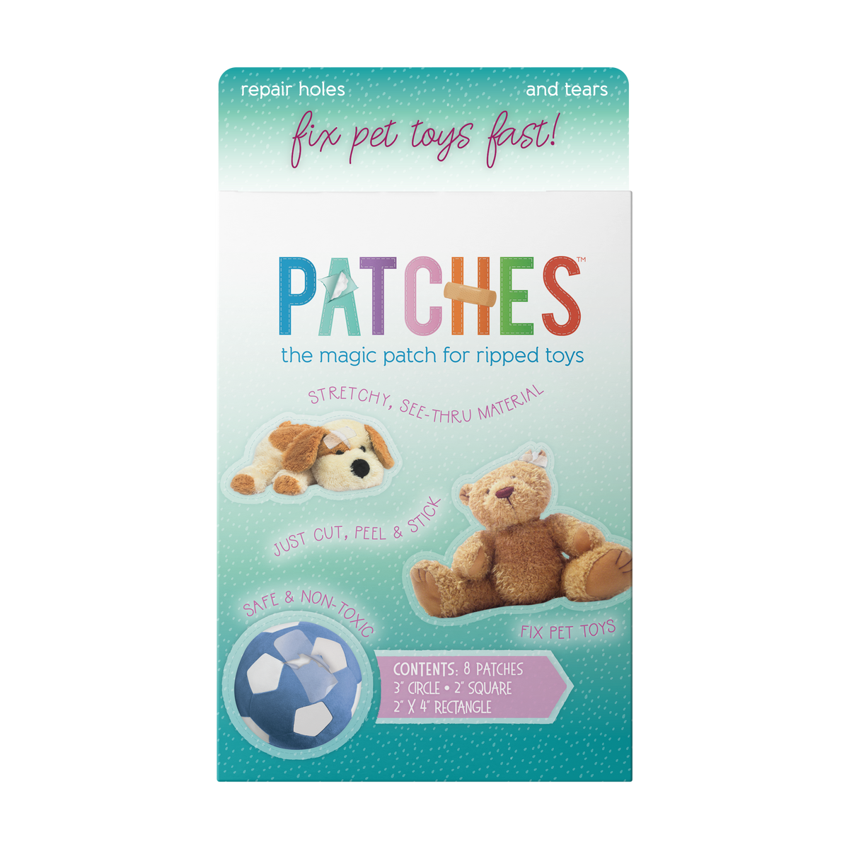 Kit de reparación de juguetes para mascotas Patches – Paquete de 8