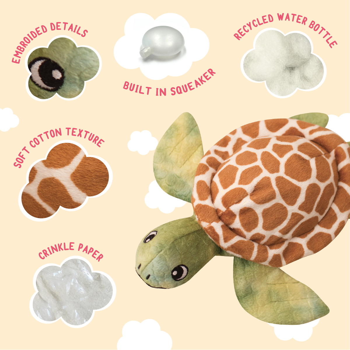 Juguete Chirriante para Perros, Peluche de Tortuga Shelldon