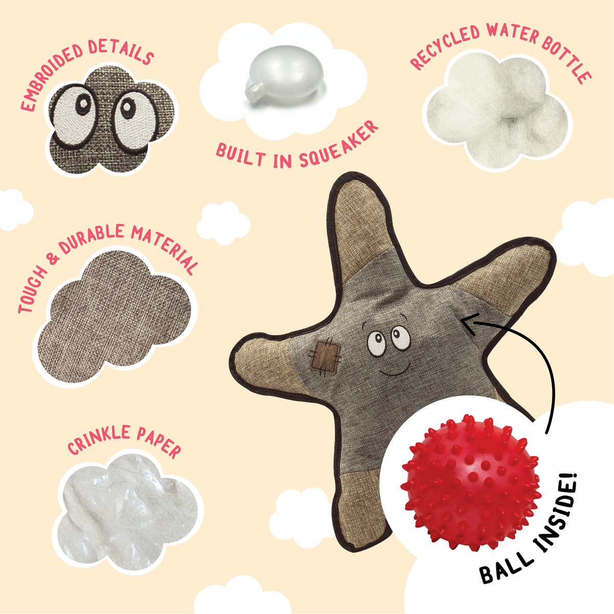 Juguete Chirriador de Peluche Sophie la Estrella de Mar para Perros