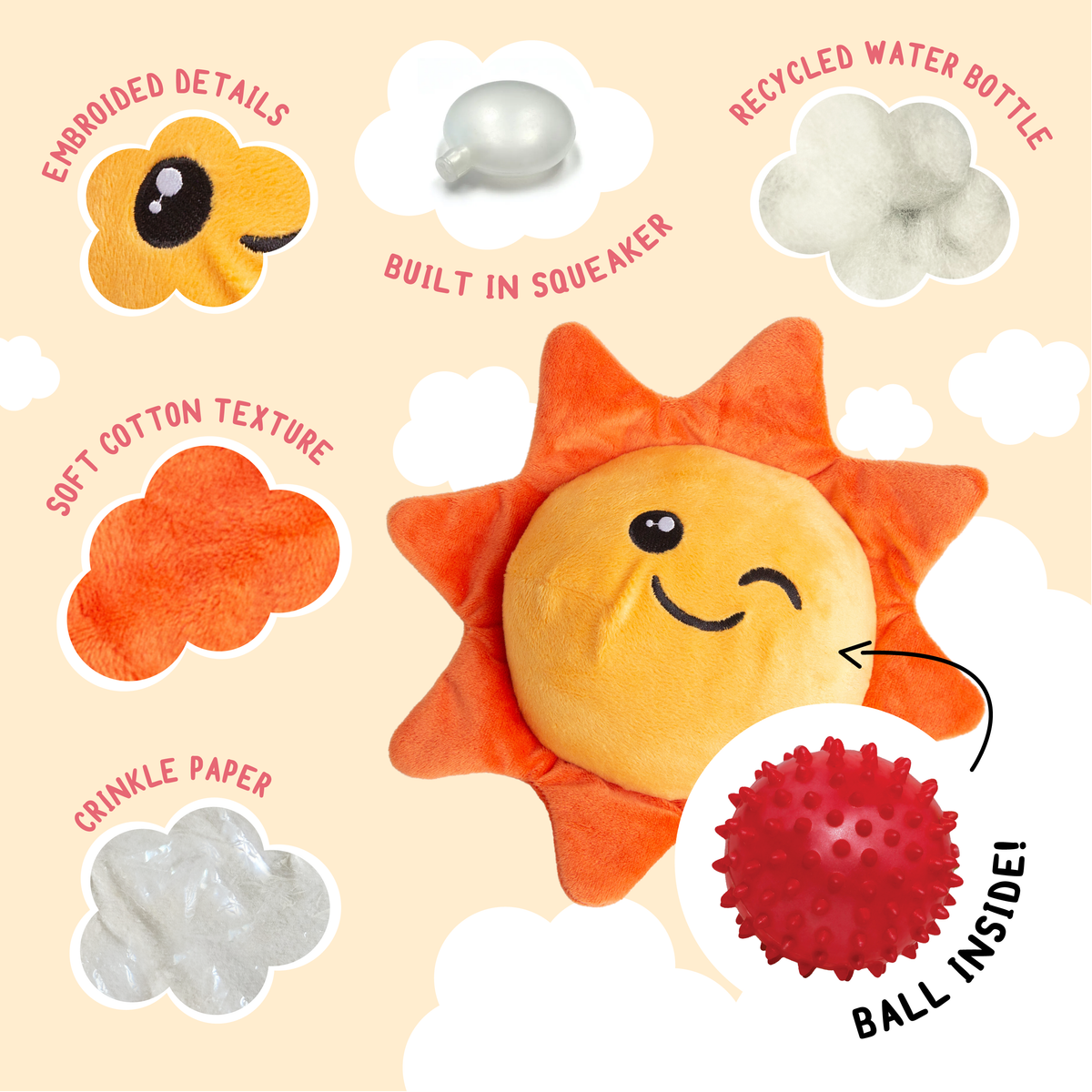 Juguete para Perro de Peluche 2 en 1 Sweet Sunshine