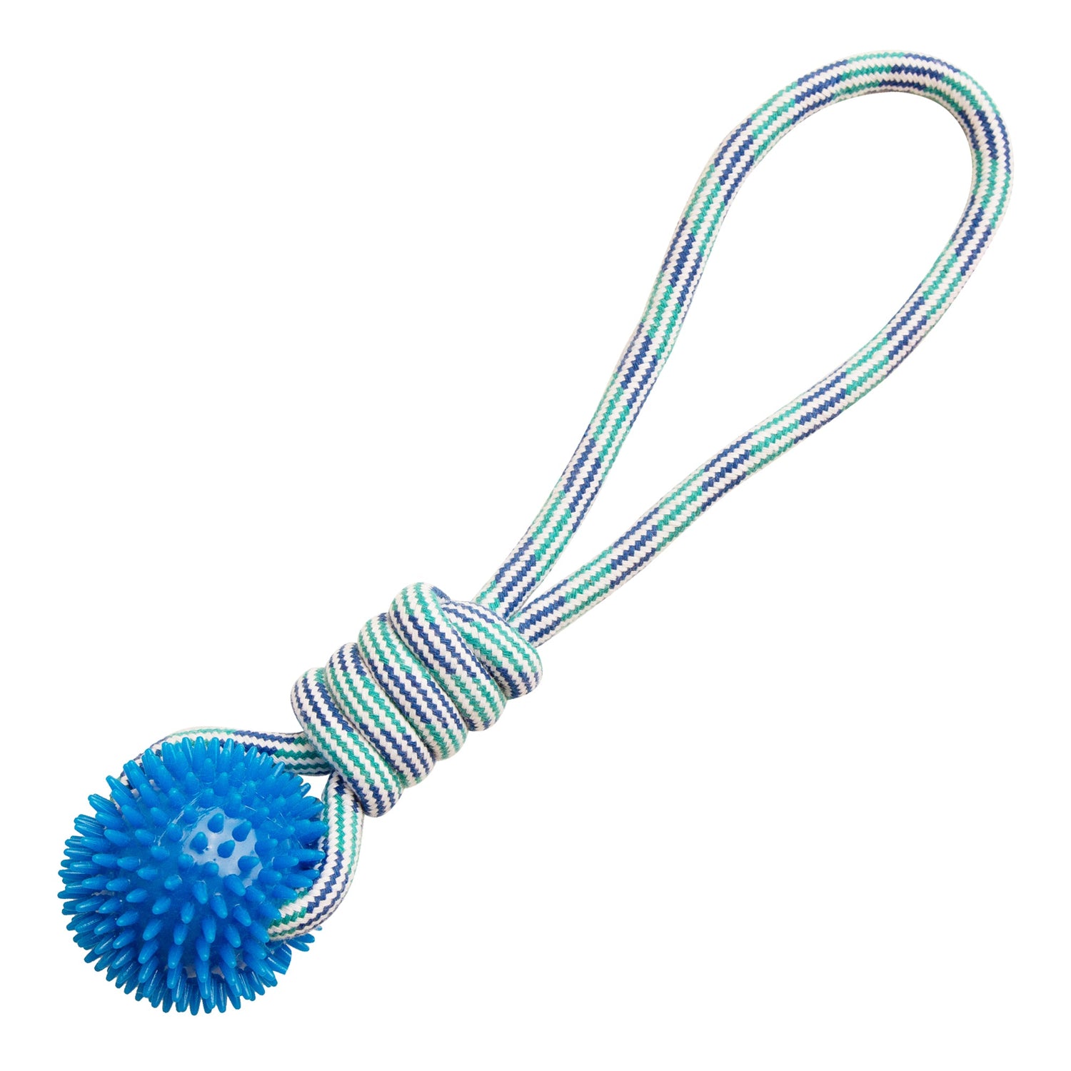 Spike-O-Mite – Juguete interactivo para perros de soga y pelota con púas (16")