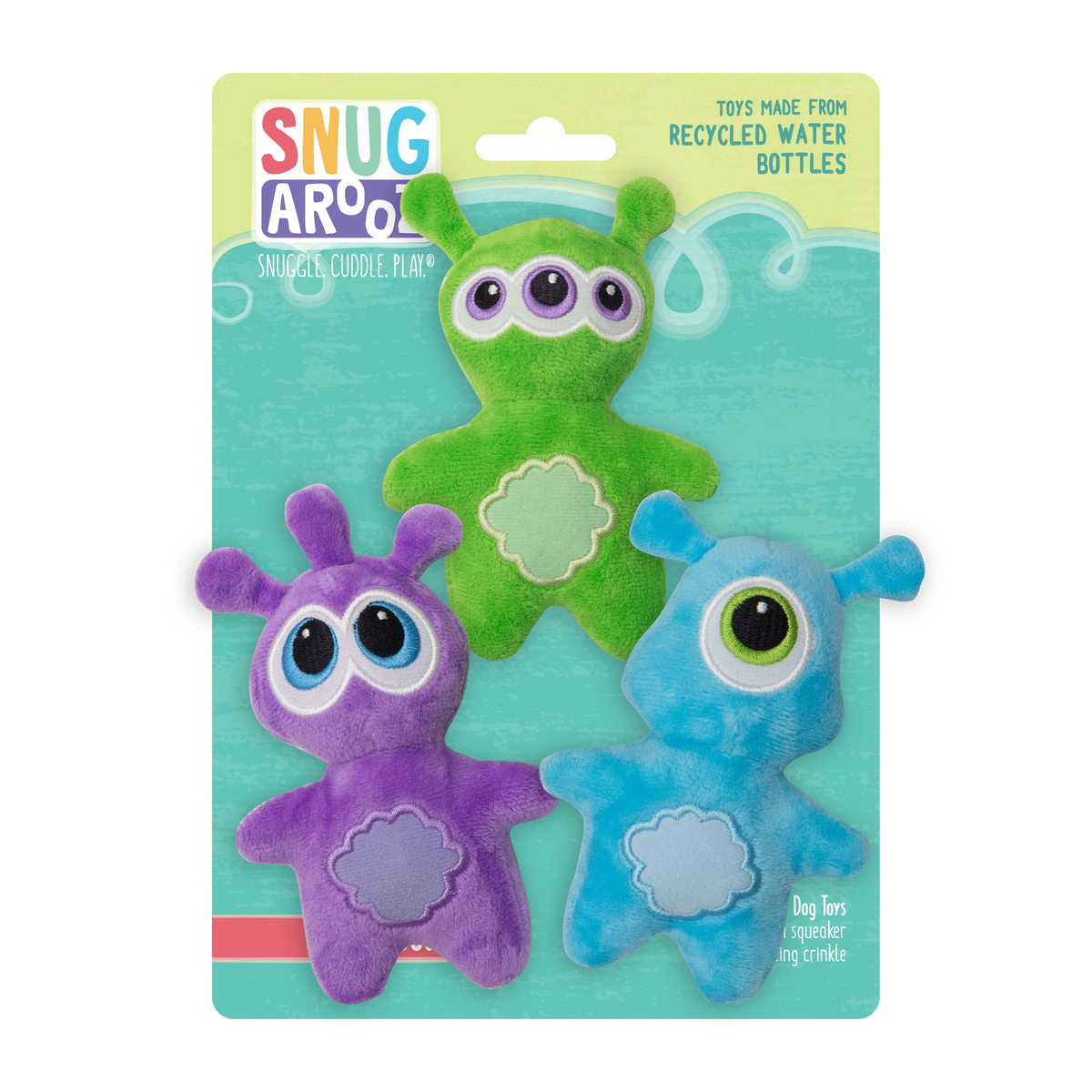 ooOOOooo Aliens 3-Pack Plush Dog Toys
