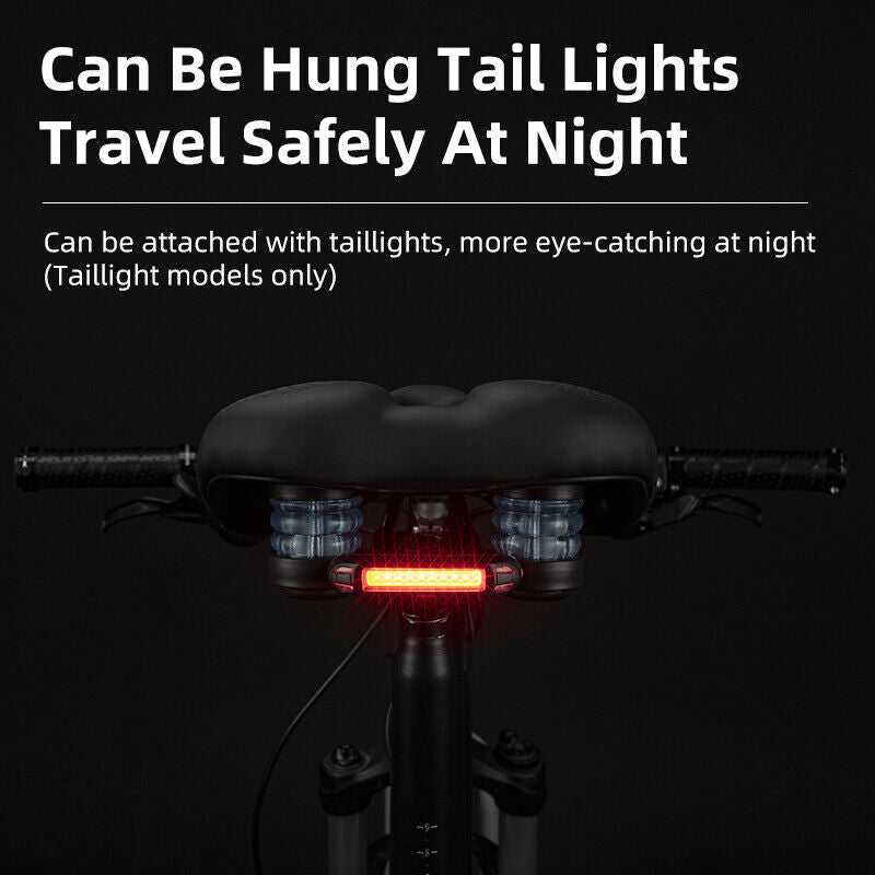 Sillín de ciclismo de carretera ROCKBROS MTB con luz trasera y amortiguación de impactos, cojín de gel para mayor comodidad. 