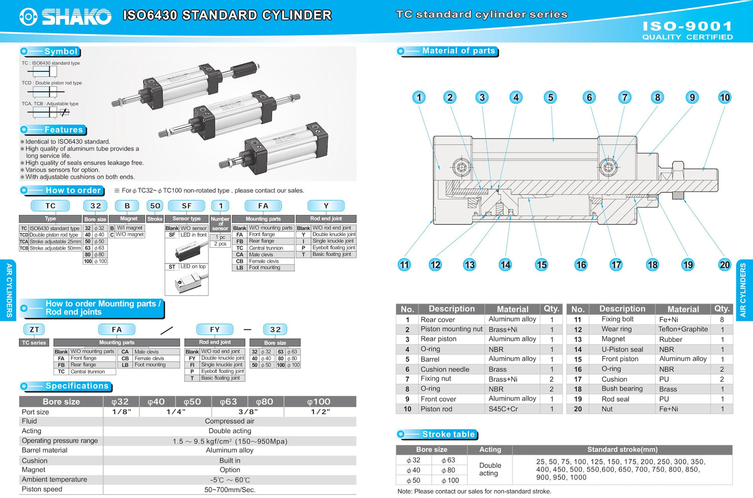 SHAKO Pneumatic Cylinder - ISO6431