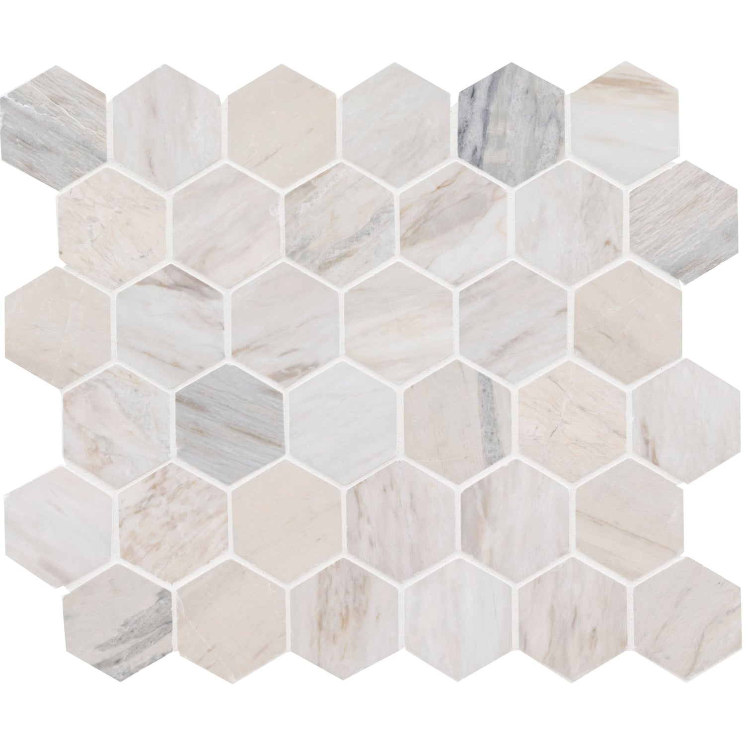Azulejo de mosaico de mármol pulido Angora Hexagon de 11,75" x 12" para suelo y pared - Colección MSI