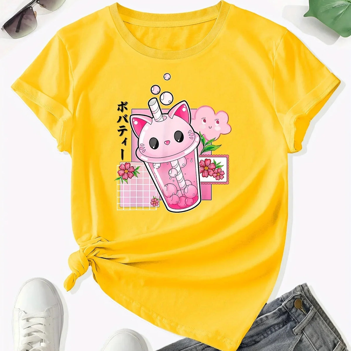 Camiseta con taza de té Boba y gato