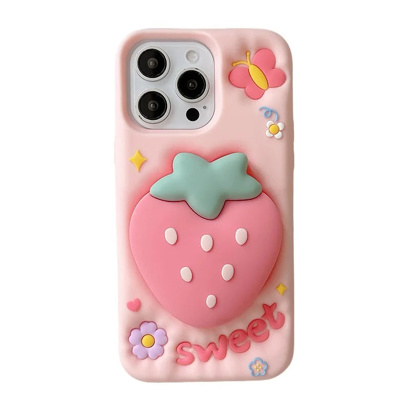 Funda para iPhone con diseño de mariposa y fresa dulce