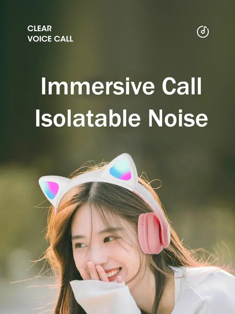 Auriculares para juegos con orejas de gato y luces LED
